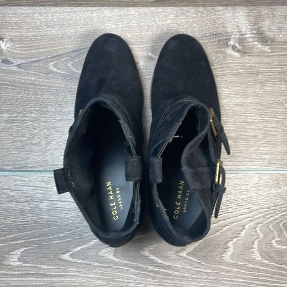 Cole Haan Grand OS Jensyn Womens Sz 7.5B Black Leather Pull On Buckle Ankle Boot - Picture 5 of 11